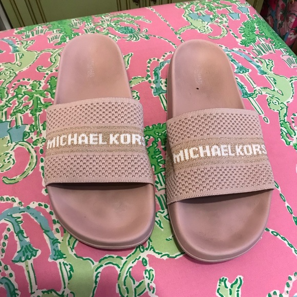 Michael Kors Blush Pink Gilmore Knit Slide Sandals size 10 - Picture 1 of 5